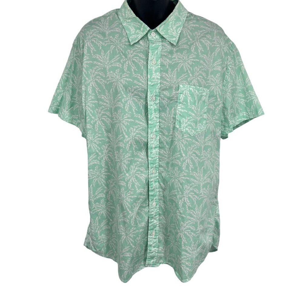 J.Crew Men Flex Wash Slim Fit Short Sleeve Tropical Palm Shirt Extra Large XL
